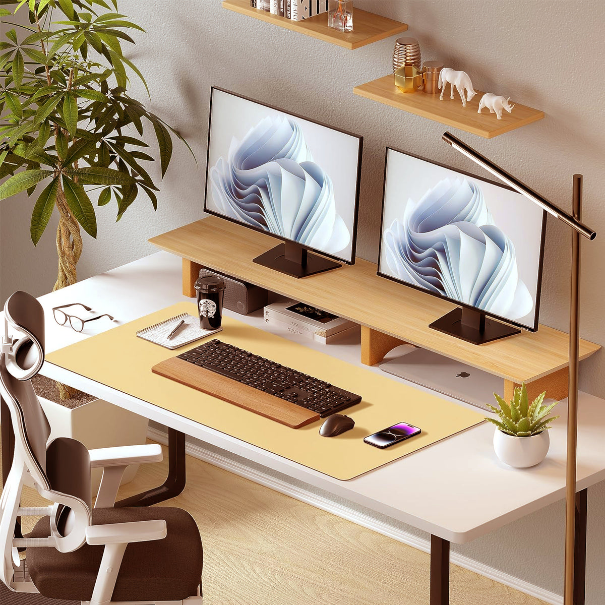 PU Leather Desk Mat Waterproof Office Table Pad for Laptop, Keyboard & Mouse