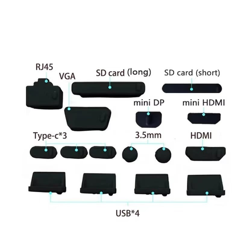 16Pcs Colorful Silicone Anti-Dust Plugs for Laptop & Computer Ports | USB Dust Proof Covers & Protective Port Stoppers
