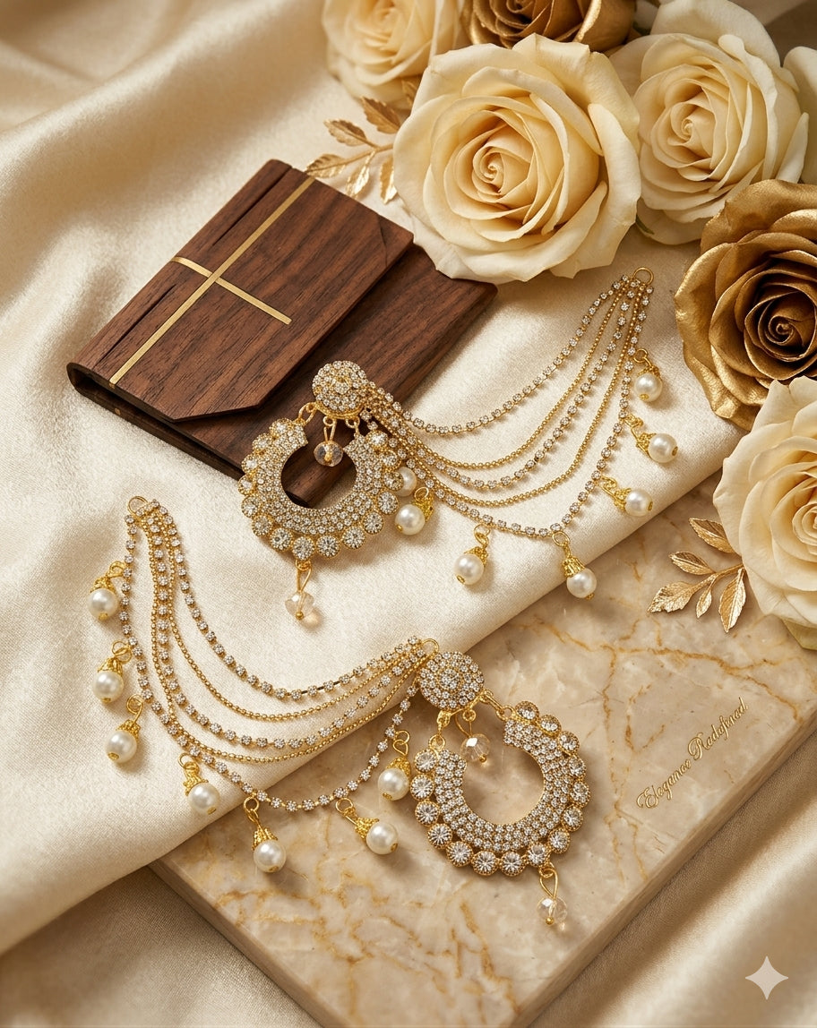 Jewellery Collection For beautyfull girls Ear Rings With Sahara Bahubali Jhumki long lasting polish with white Pearl7