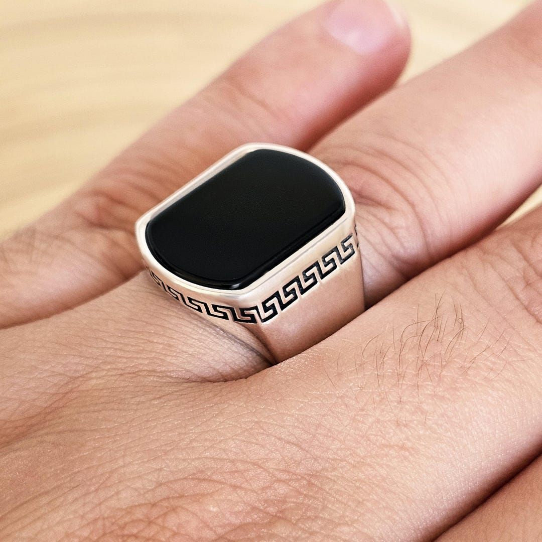 Turkish Style Italian Ring for Men & Boys – Black Stone Stainless Steel Fashion Ring