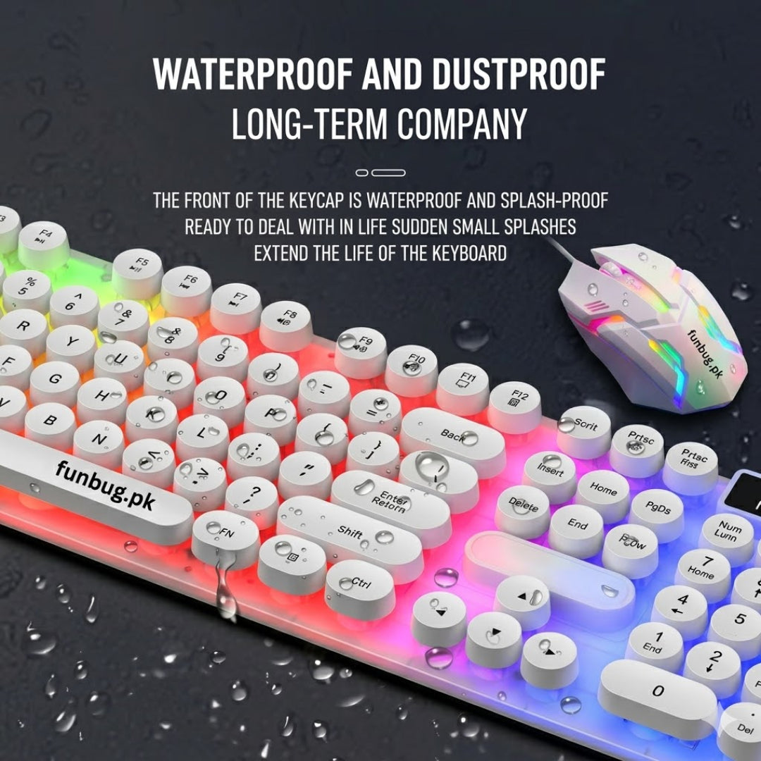 RGB Gaming Keyboard & Mouse Combo – 112-Key Wired Gaming Set with Mouse Pad