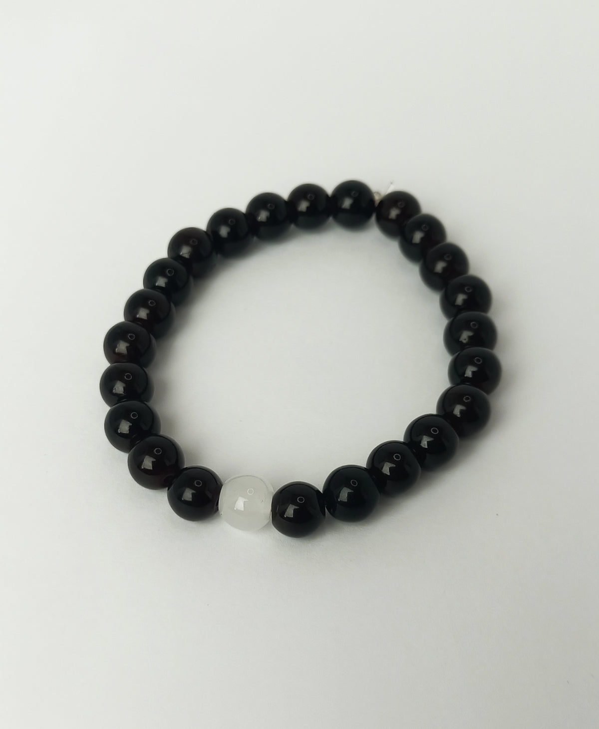 Matching Couple Bracelet Set – Black & White 8mm Beaded Bracelets for Partners | Handmade Stretch Bracelets