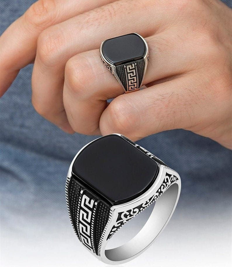 Turkish Style Italian Ring for Boys & Men – Silver Versace-Inspired Fashion Ring