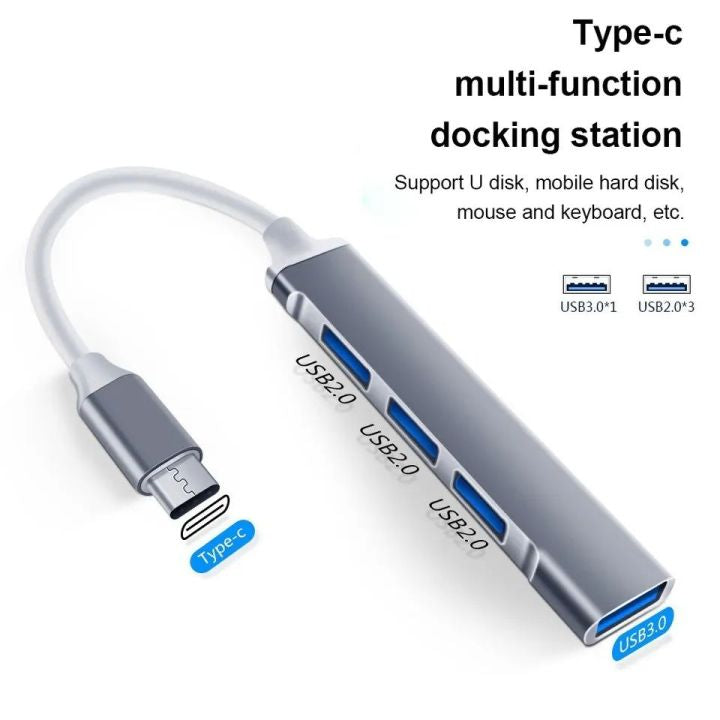 4 Port USB 3.0 Hub High Speed USB Hub Splitter for PC & Laptop