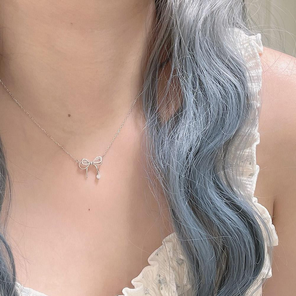 Zircon Bow Knot Pendant Necklace for Women – Elegant Bow Tie Fashion Jewellery