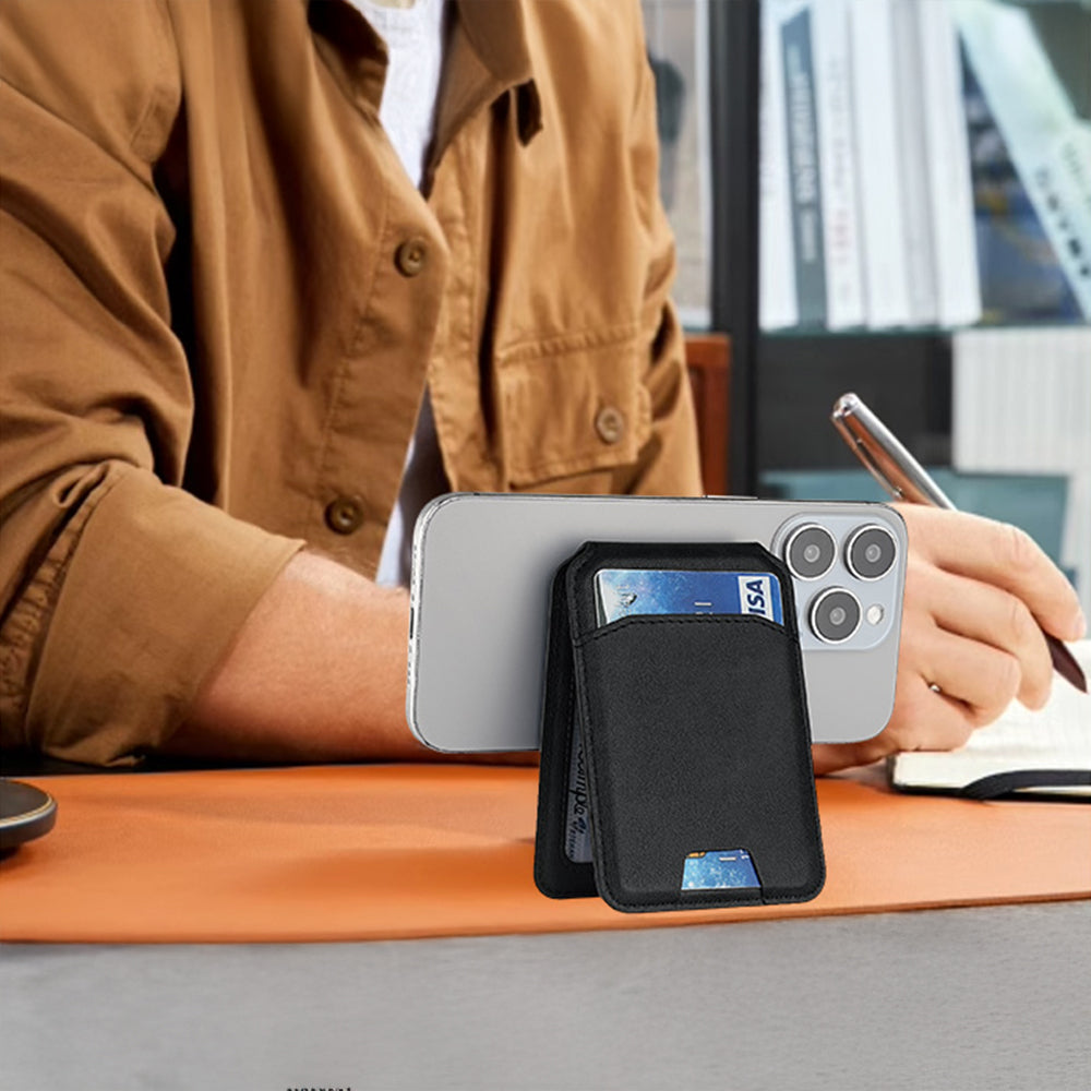 MagSafe Magnetic Card Holder Phone Case – PU Leather Wallet Cover with Stand & Credit Card Pocket