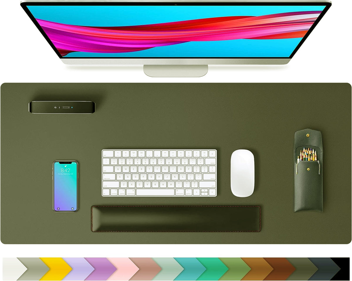 PU Leather Desk Mat Waterproof Office Table Pad for Laptop, Keyboard & Mouse