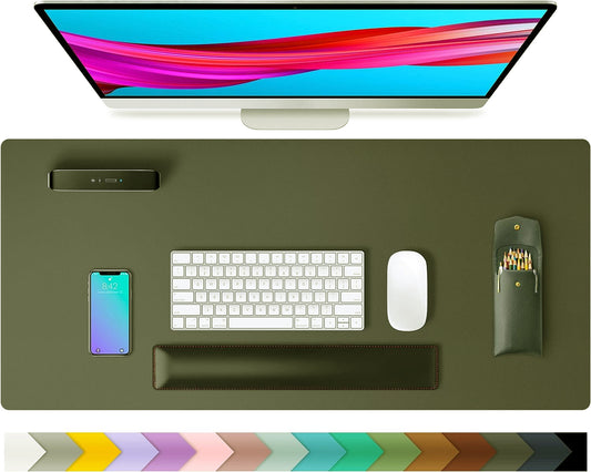 PU Leather Desk Mat Waterproof Office Table Pad for Laptop, Keyboard & Mouse