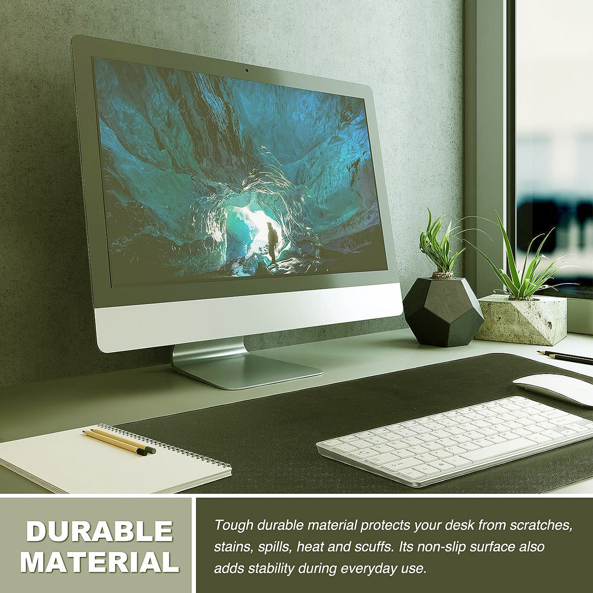 PU Leather Desk Mat Waterproof Office Table Pad for Laptop, Keyboard & Mouse