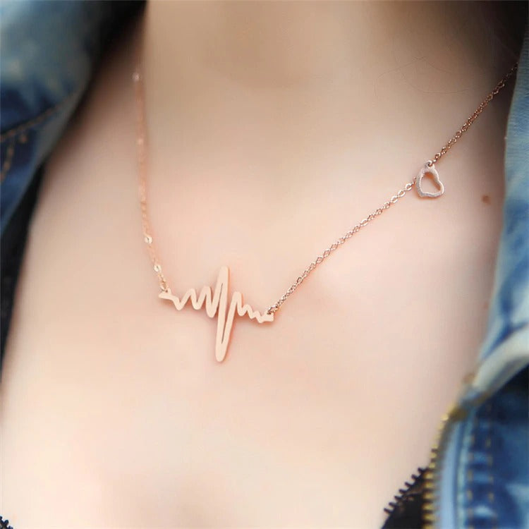 ECG Heartbeat Necklace for Women – Titanium Steel Pulse Pendant Clavicle Chain | Gearzone Fashion Jewellery