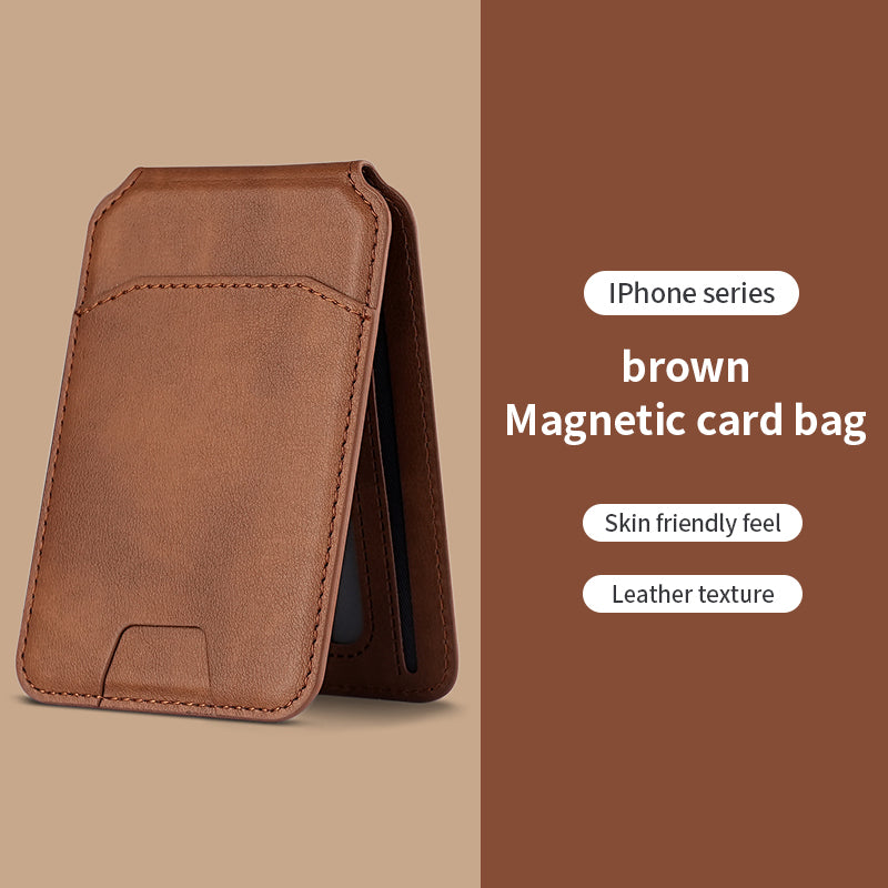 MagSafe Magnetic Card Holder Phone Case – PU Leather Wallet Cover with Stand & Credit Card Pocket