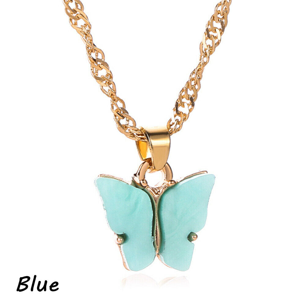 Butterfly Pendant Necklace for Girls & Women – Korean-Style Gold & Silver Long Chain Jewellery