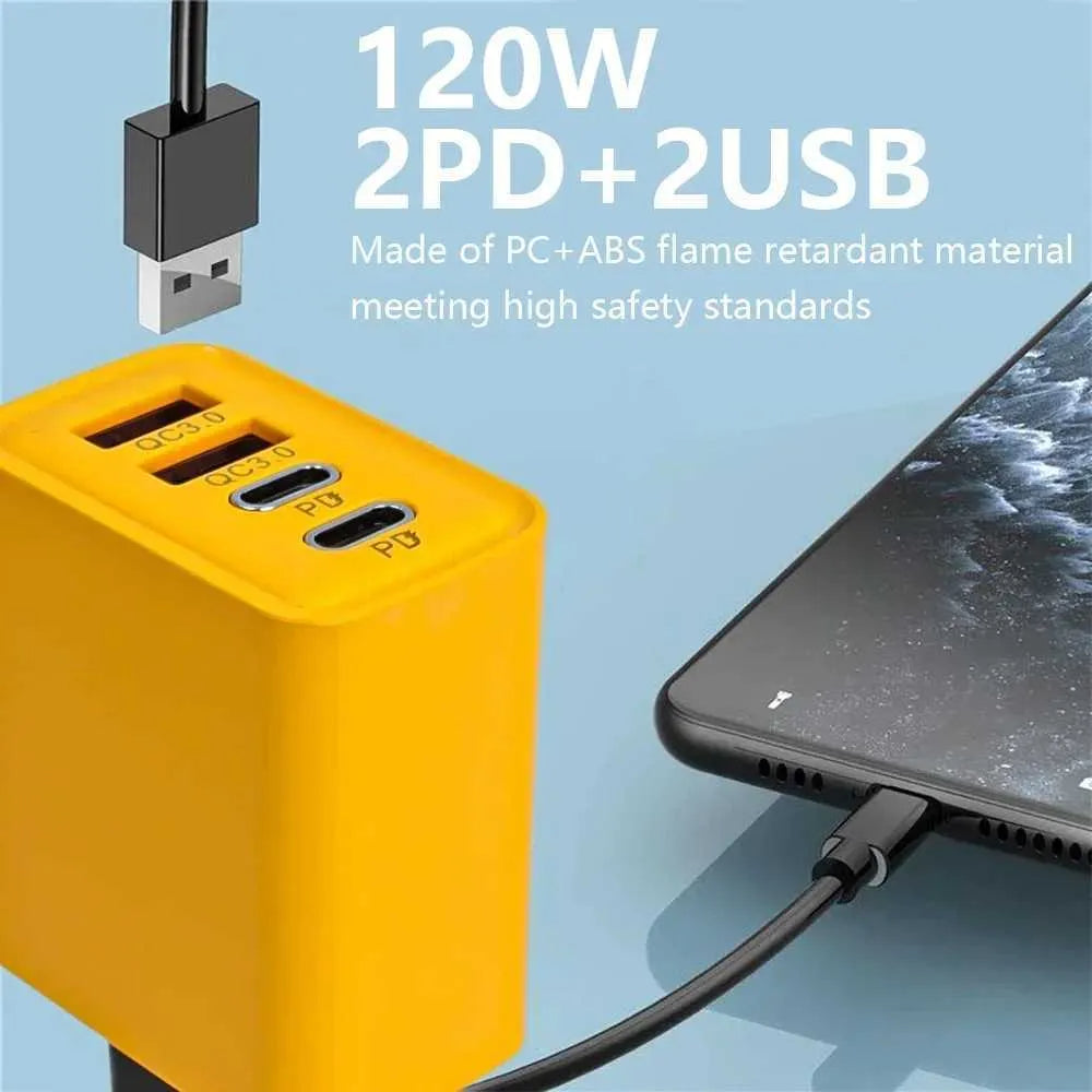 4-Ports 120W Fast Charger USB Type C Plug Wall Charger Power Adapter
