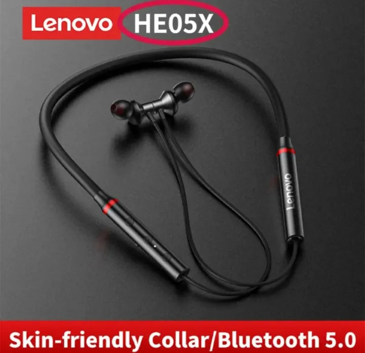Lenovo HE05 X Wireless Neckband Bluetooth 5.4 Headphones – Heavy Bass Stereo Sound, Magnetic Earphones, Noise Reduction & Sports Headset