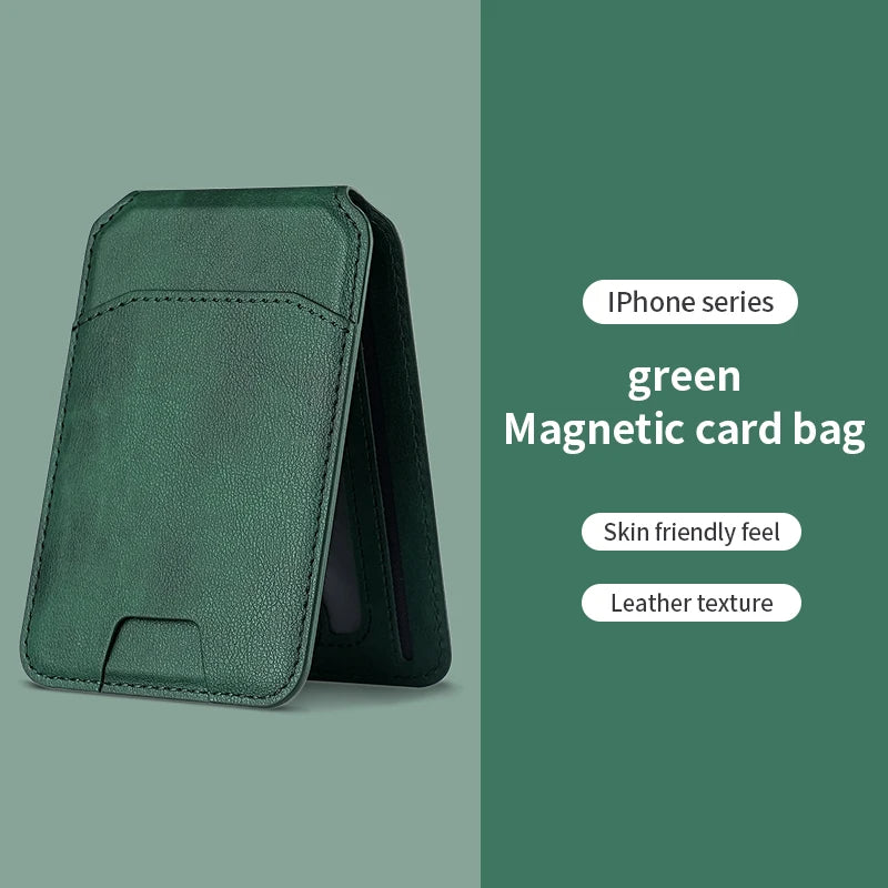 MagSafe Magnetic Card Holder Phone Case – PU Leather Wallet Cover with Stand & Credit Card Pocket