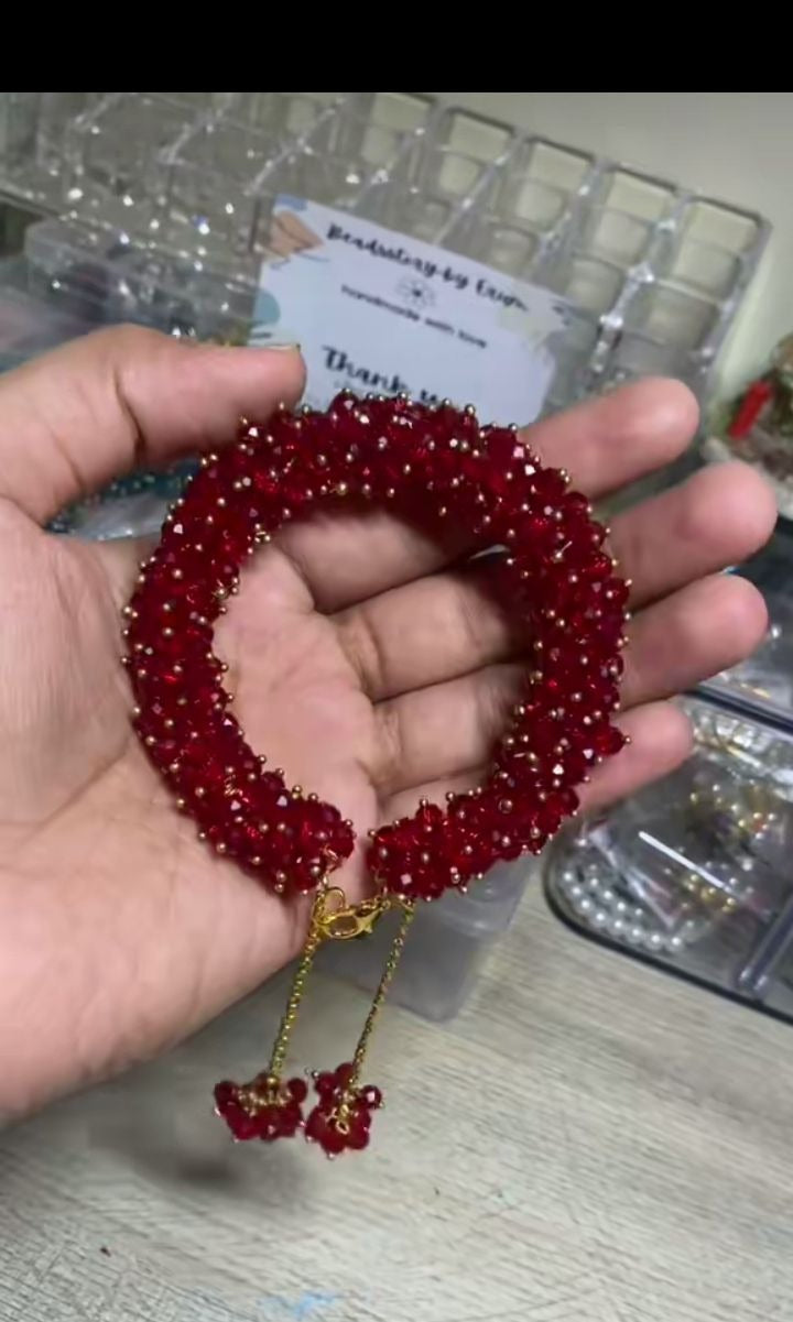 Crystal Beads Gajra Bracelet for Women & Girls | Festive Jewellery