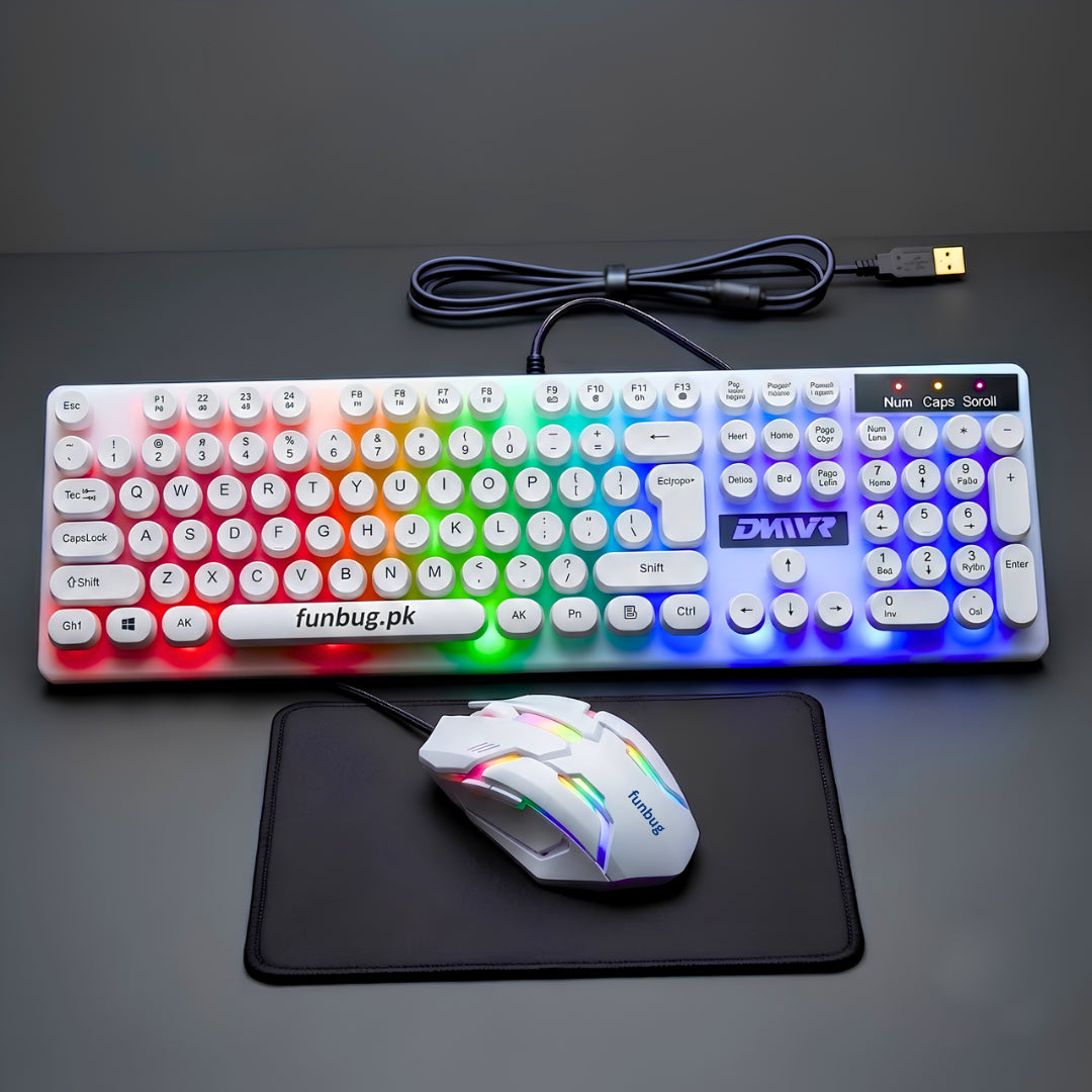 RGB Gaming Keyboard & Mouse Combo – 112-Key Wired Gaming Set with Mouse Pad