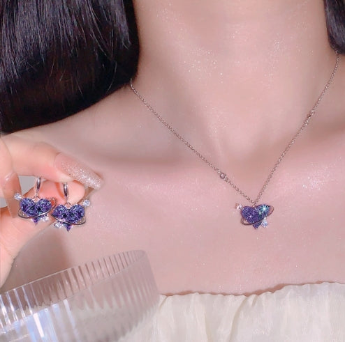 Pink Crystal Heart Pendant Necklace for Women & Girls – Elegant Clavicle Chain | Gearzone Fashion Jewellery
