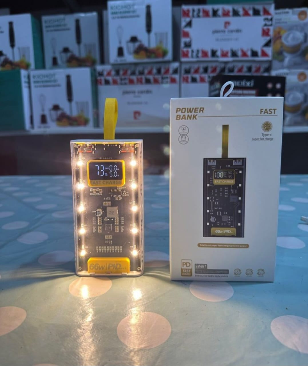 66W Power Bank -20000MAH- Transparent Power Bank 20000 MAH - Portable Fast Charging - Super Fast Charger - Samsung Xiomi and for all Devices - Super Fast Charging Transparent 66W Power Bank- 20000 MAH Portable Mini Power Bank- LED Display.