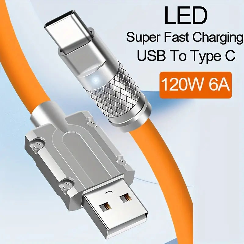 OKS 120W Original Liquid Silicone Type C Data Cable - Fast Charging, Thick and Durable for All Phones