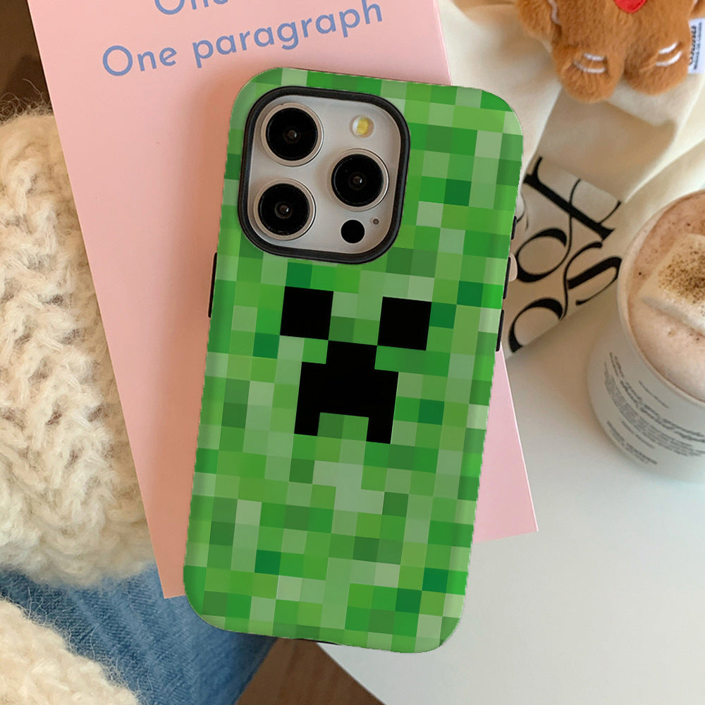 Green Creeper Pixel Phone Case for iPhone 16 Pro