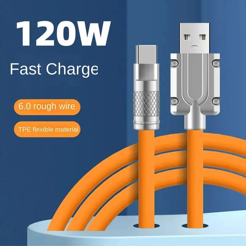 OKS 120W Original Liquid Silicone Type C Data Cable - Fast Charging, Thick and Durable for All Phones
