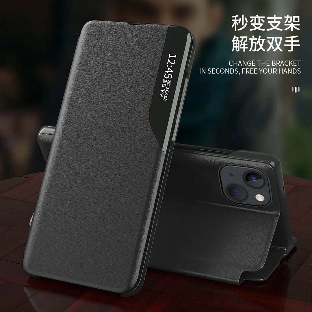 iPhone 17 Flip Case with Side Window Stand