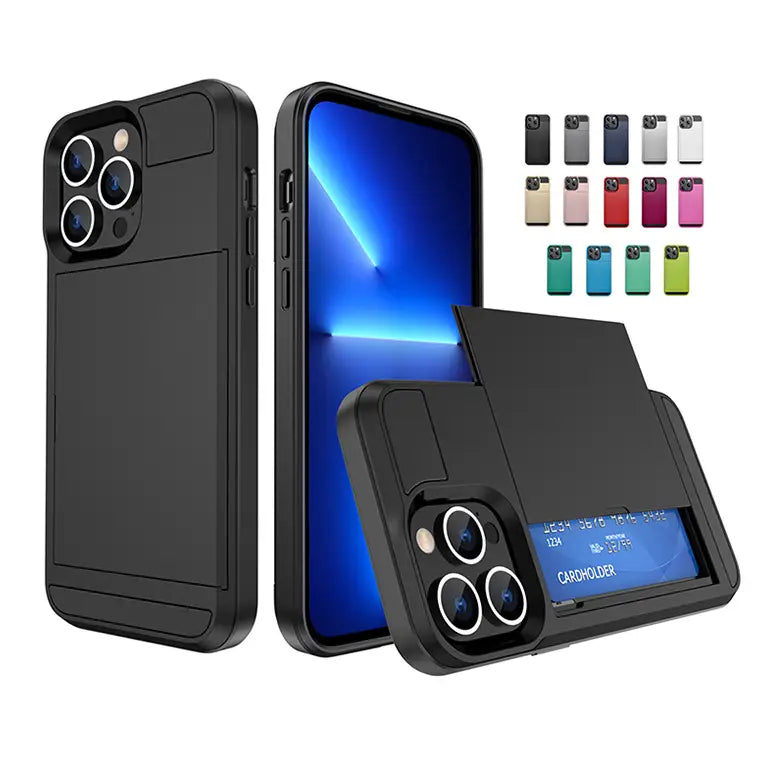 Sliding Card Slot Case for iPhone 17 Pro Max 16E 15P 14 13 12 11