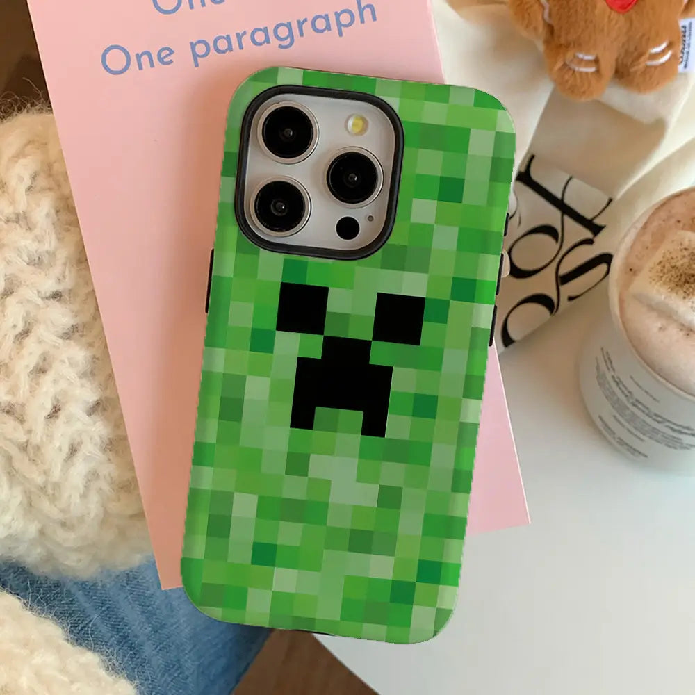 Green Creeper Pixel Phone Case for iPhone 16 Pro